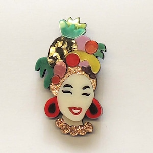 Vintage style Acrylic Brooch  Carmen Miranda