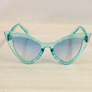 Transparent Blue Large Cats eye Sunglasses  1950's style  UV400