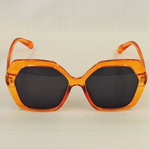 Linda Clear Orange  Sunglasses  Retro 1960's 1970s style  UV400