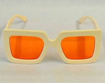 Jean Beige & Orange  Sunglasses  Retro 1960's 1970s style  UV400