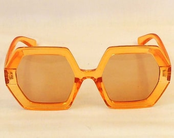 Beverly  Clear orange  Sunglasses  Retro 1960's 1970s style  UV400