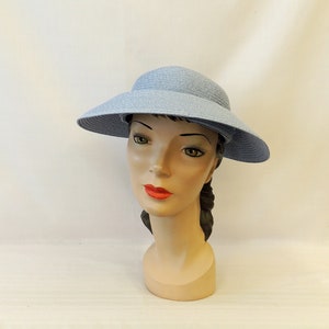 Light Blue Vintage Style 1930s 1940s  Canopy  Brim  Summer Sun Hat