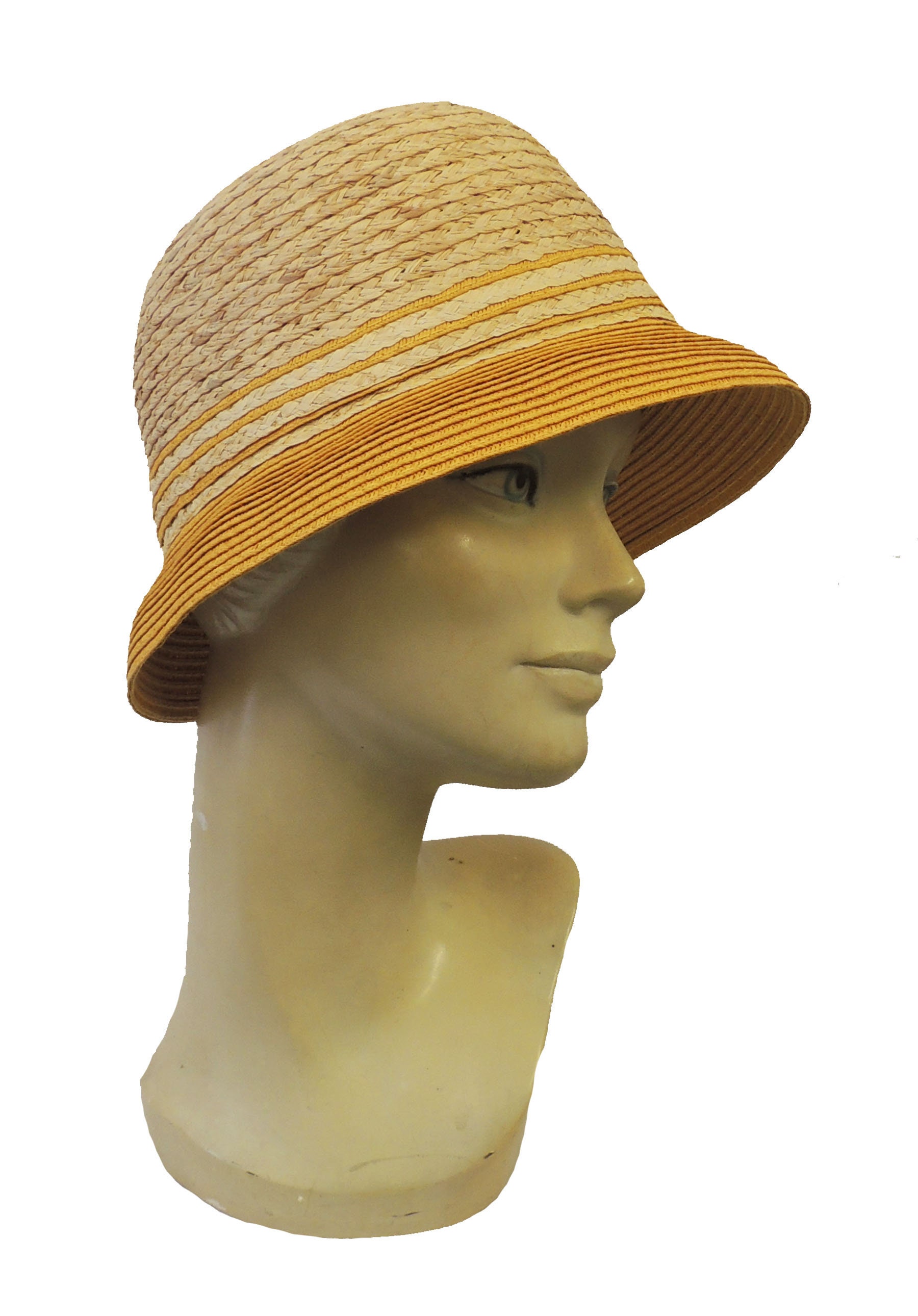 Yellow Brim Ladies Straw Cloche Flapper Charleston Hat Vintage | Etsy UK