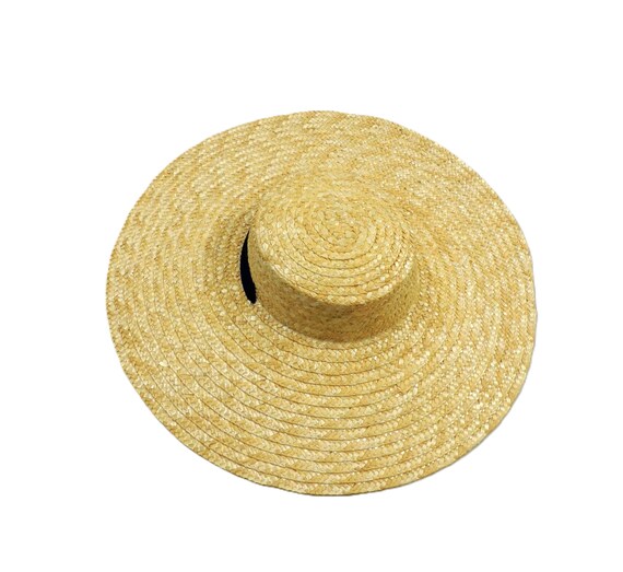Large Brim Natural Straw Cartwheel / Platter Summer Sun Hat  display picture 3