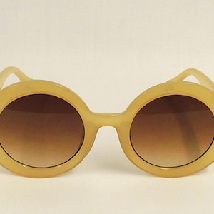 Bianca Beige Large  Round Sunglasses  1960s 1970s style  UV400