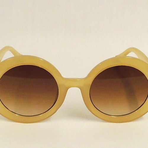 Bianca Beige Large  Round Sunglasses  1960s 1970s style  UV400