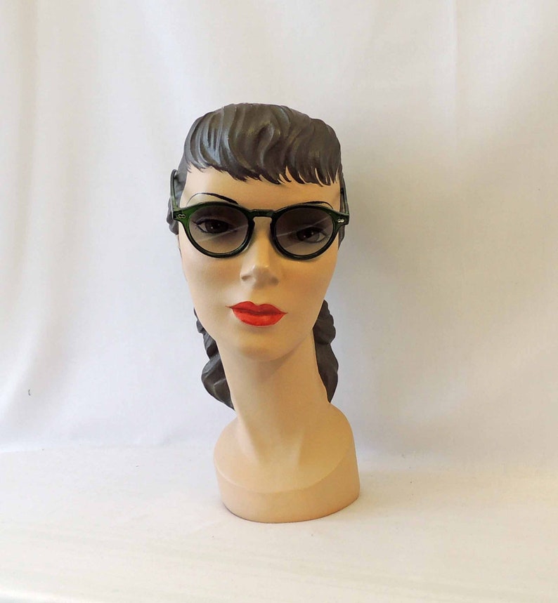 1950s Sunglasses & 50s Glasses | Retro Cat Eye Sunglasses     Harlow  Clear Green Sunglasses  1930s 1940s style  UV400  AT vintagedancer.com