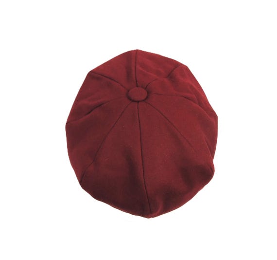 Burgundy Red 8 Panel Wool Mix Baker Boy News Boy Cap Hat  display picture 1