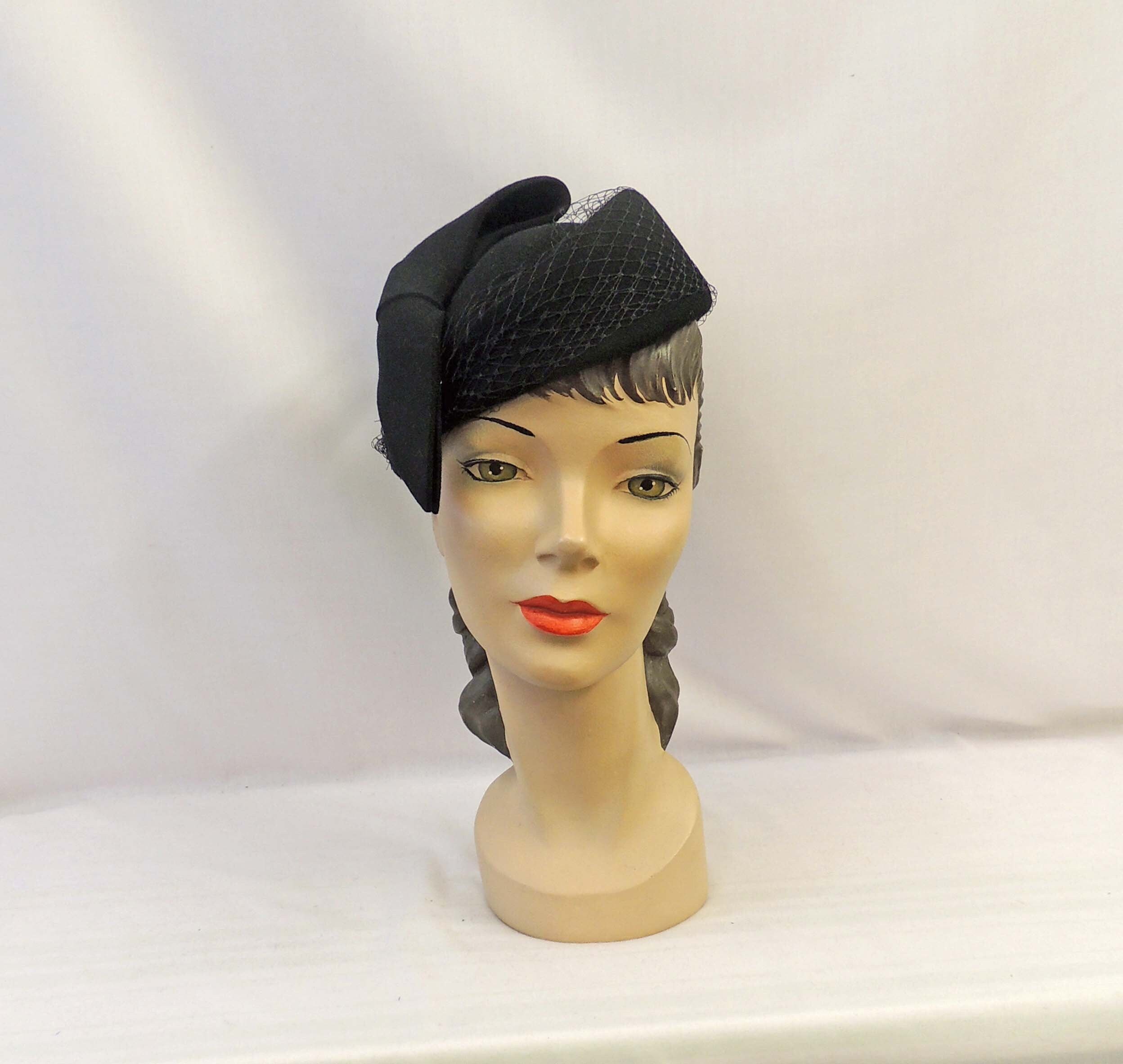 1930\'s Black Vintage a Pancake Hat Vintage Pancake Hat - Etsy main image 2