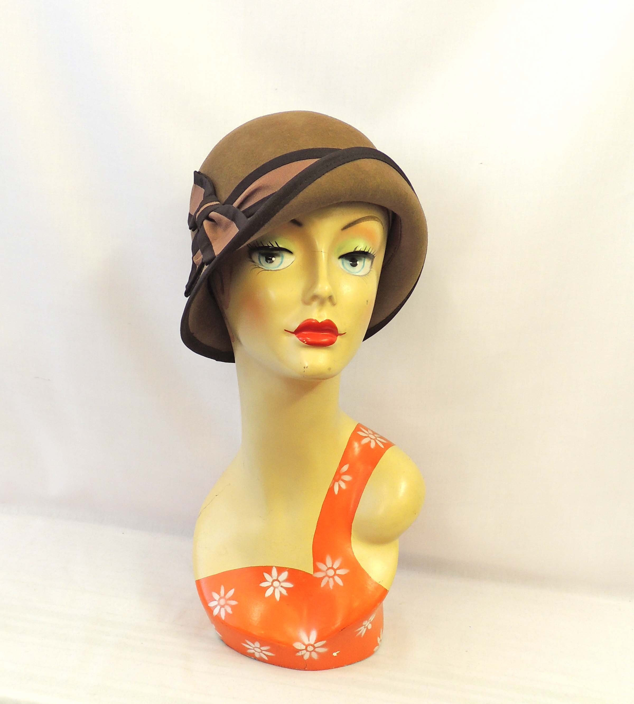 Vintage Style 100% Wool Felt Cloche Hat Brown Faux Fur Trim Winter RN 110280 Faux Fur Cloche Hats One Size for Women for sale | eBay main image 2