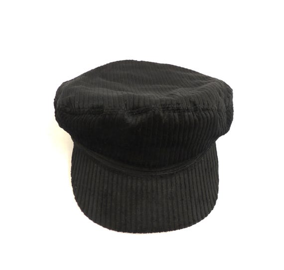 Black Corduroy Captain Breton Sailor Fishermen Hat Vintage Style