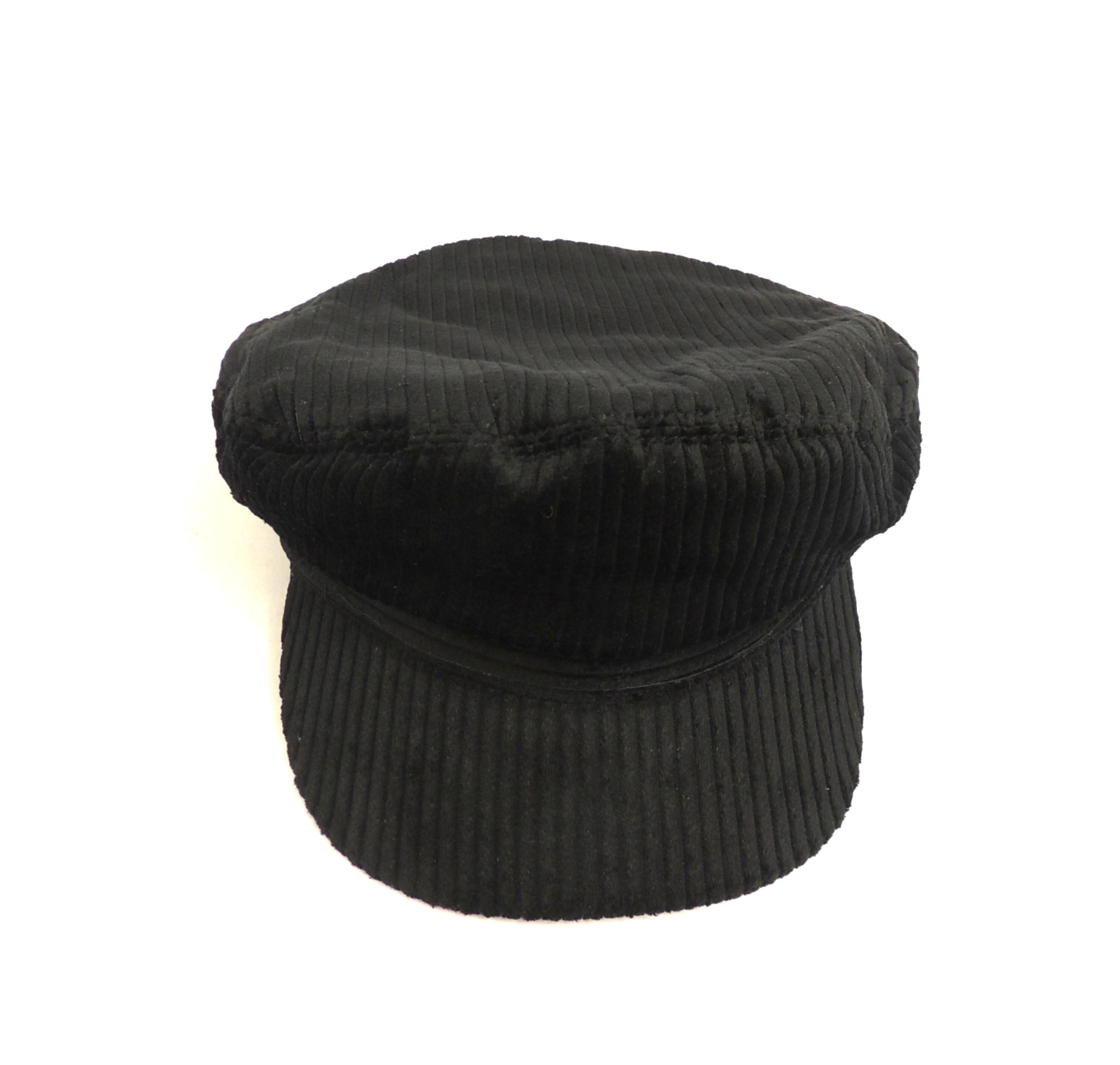 Black Corduroy Captain Breton Sailor Fishermen Hat Vintage Style