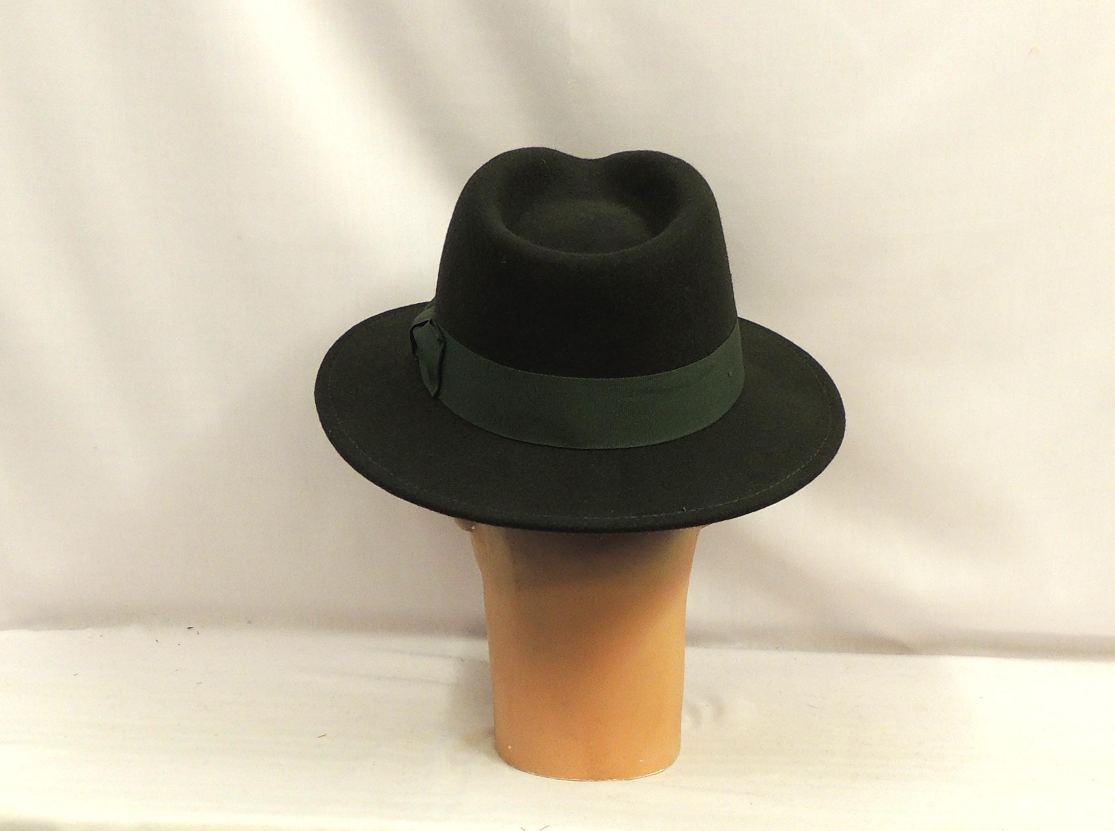 Vintage 100% Black Wool Fedora Hat Wool-Like Fedora hat Felt Hat Vintage Hats with Feather Wide  main image 2