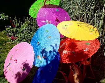 Hand painted Sun Parasol vintage style 1930s 1940s pin up