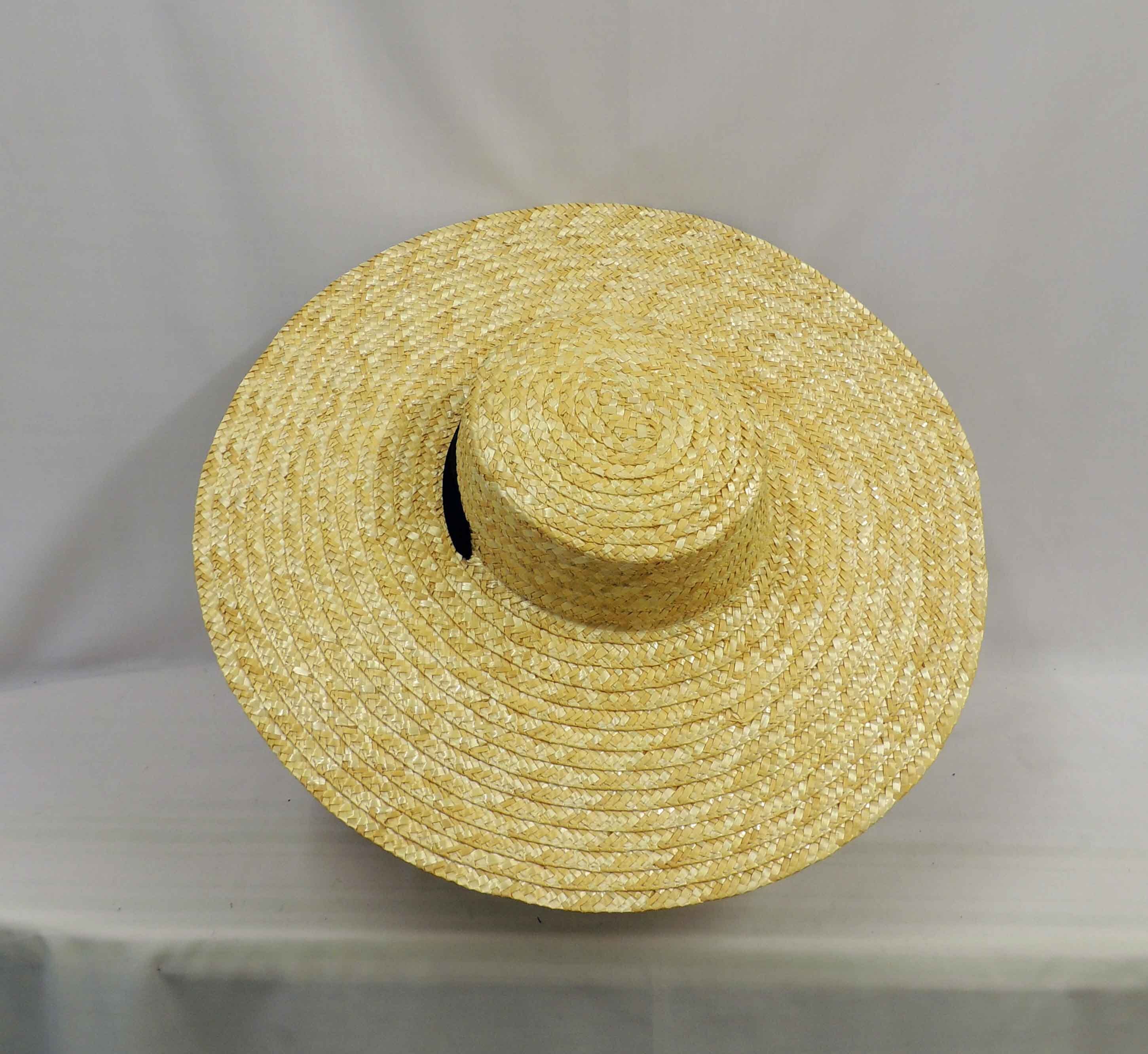 SUPERB 1940s\' BROWN STRAW TILT WIDE BRIM HAT WITH METAL STUDS Women main image 2