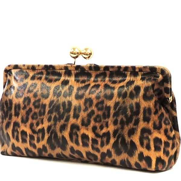 Retro Large Leopard Print Vintage style 1950s Clutch Bag