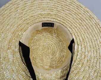 Vintage Big Straw Platter Hat Wide Brim High Fashion, 60s Cartwheel The cartwheel (pancake, platter) hat has a flat, shallow  main image 4