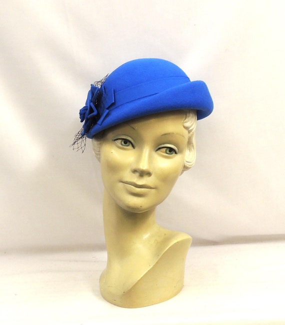 Vintage Blue Cloche Hat 100% Polypropylene | Made in Taiwan | Coastal Grandma Blue Sinamay Cloche Hat: Handmade Derby Wedding Headwear - Etsy main image 2