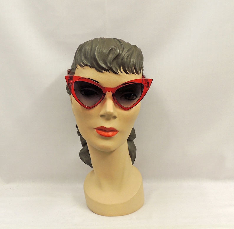 Retro Sunglasses | Vintage Glasses | New Vintage Eyeglasses     Transparent Red Large Cats eye Sunglasses  1950s style  UV400  AT vintagedancer.com