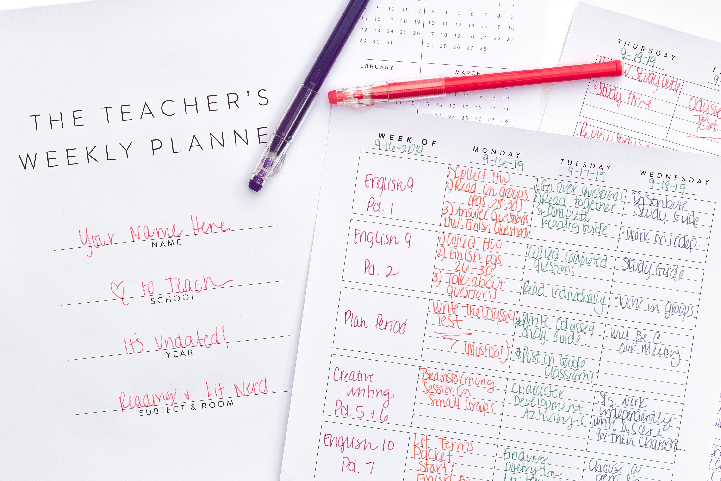The Teachers Weekly Planner Printable Lesson Plan Template Etsy