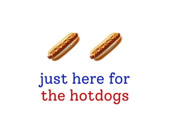 Solo aquí por los perritos calientes. Divertida pareja del 4 de julio (marido y mujer) en formato PNG.