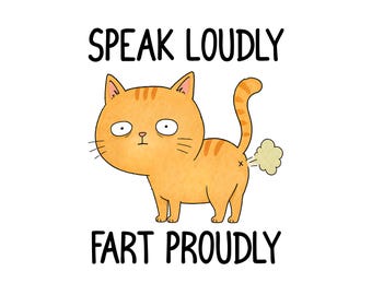 Divertido diseño de camiseta PNG de gato naranja tirándose un pedo Habla fuerte, tírate un pedo con orgullo