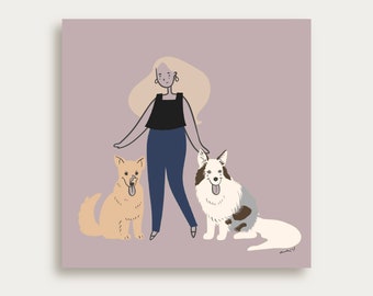 Unique, customized digital pawrent and pet illustration with 3s animation/GIF for art print/personal gift