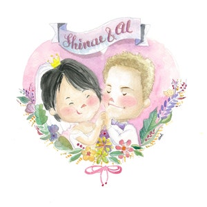 Customized watercolor portrait painting for couple/family couple portrait couple illustration anniversary wedding invitation image 3