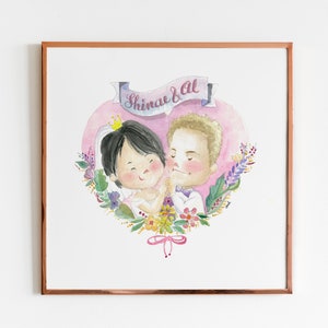 Customized watercolor portrait painting for couple/family couple portrait couple illustration anniversary wedding invitation 2 characters