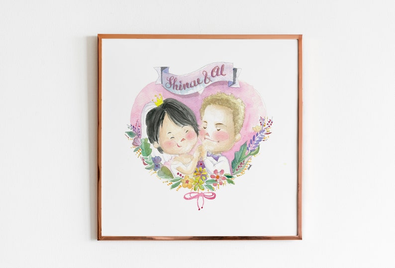 Customized watercolor portrait painting for couple/family couple portrait couple illustration anniversary wedding invitation 2 characters