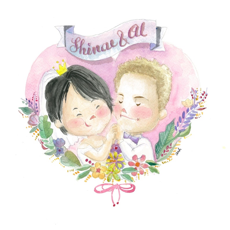 Customized watercolor portrait painting for couple/family couple portrait couple illustration anniversary wedding invitation image 3