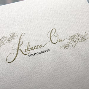 Customized minimalist handwritten lettering name with flower illustration for personal website and small businesses image 1