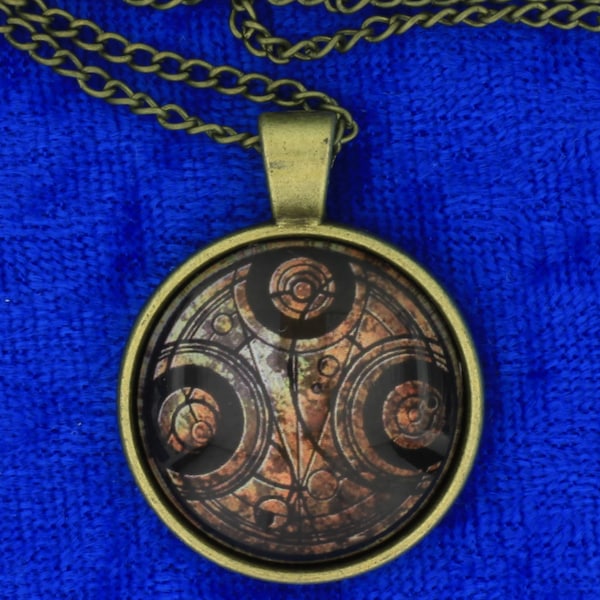 Doctor Who Timelord Seal on Ancient Aged Paper Necklace or Keychain Dr Who Brown & Bronze Colors