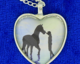 Horse Love Heart Necklace or Keychain