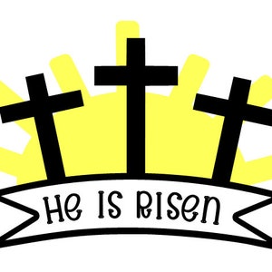 Er ist mit 3 Kreuzen auferstanden - Outline and Solid Sun - SVG, PNG Digitaler Download