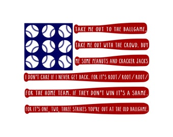 Take Me Out to the Ballgame Baseball Flag- SVG, PNG Digital Download