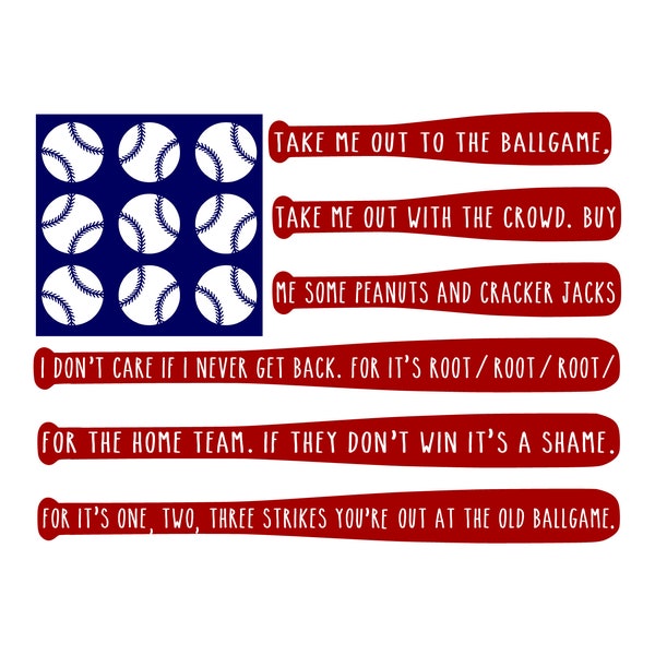 Take Me Out to the Ballgame Baseball Flag- SVG, PNG Digital Download