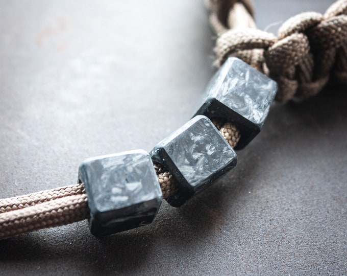 EXPERIMENTAL, Handcrafted Carbon Fiber Bead Set for Paracord 550 Bracelet or Knife