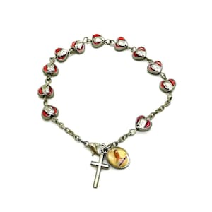 Rosary bracelet for women, Divine Mercy chaplet, Virgin Mary bracelet, catholic women bracelet, virgin mary jewelry, heart charms bracelet