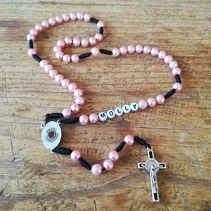 Personalized Pink Rosary, Womens Rosary, First Communion Rosary, Catholic Rosary, Medjugorje Rosary, Rosary for Girls, Confirmation Rosary