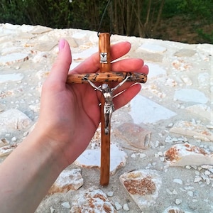 Olive Wood Handmade Wall Cross from Medjugorje, Wooden Cross, Olive Wood Cross, Baptism Cross, Catholic Cross, Catholic House Blessing