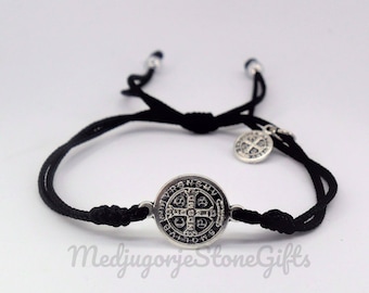 Bracciale respira San Benedetto, medaglia d'oro o d'argento, braccialetto cattolico, braccialetto di benedizione per uomini e donne, braccialetto San Benito, protezione dall'esorcismo