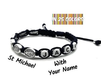 Personalized St Michael Bracelet, Personalized Gift, St Michael Archangel, Guardian Angel Bracelet, Name Bracelet, Patron Saint Of Police