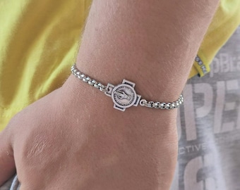 Reversible Miraculous Medal Bracelet - Cross Charm bracelet - for men women or kids, Virgin Mary bracelet, Catholic jewelry, Chain Bracelet