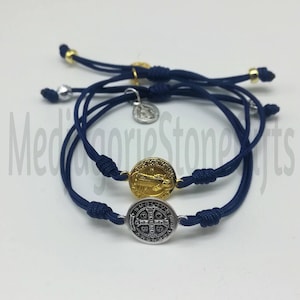 St Benedict medal adjustable bracelets, catholic bracelet, st benedict bracelet, bracelets for couples, saints bracelets, christianity gift