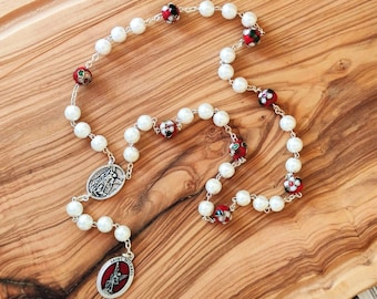 Saint Michael chaplet, Catholic chaplet of St Michael Archangel, St Michael rosary, Prayer beads, Police military patron saint rosary