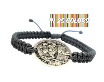 St Christopher bracelet, catholic bracelet, protection bracelet, saint christopher medal, christian men women gift, patron saint travel