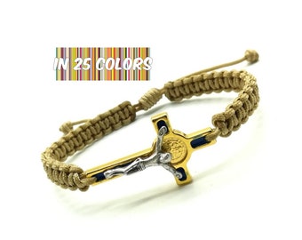 Men's Cross Bracelet, Bracelet With Cross Charm, Gold Cross Bracelet, First Communion Gift Boys Confirmation Bracelet