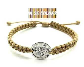 St Christopher Medal Protection Bracelet / Catholic Saint Blessing Bracelet / Travel Kids Protection Gift