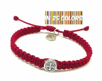 Bracciale Benedizione San Benedetto, regalo cattolico, medaglia san benedetto, regalo prima comunione, bracciale religioso, bracciale regolabile, san benito